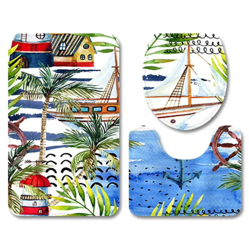 3 шт./компл. Набор ковриков для ванной фланелевый Противоскользящий кухонный