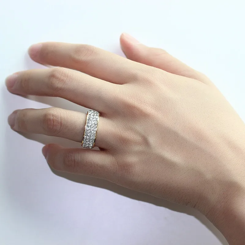 Vnox Кристалл Кольца для Для женщин Нержавеющая сталь обещание блестящие круглый cz