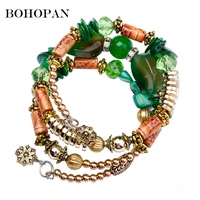 bohemian vintage beaded multi layer bracelets women seaside holiday accessories natural stone bracelets adjustable size jewelry