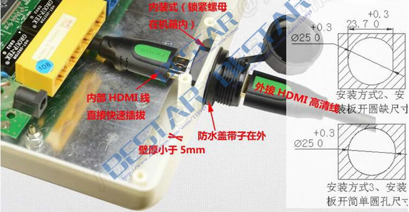HDMI водонепроницаемый разъем hdmi V2.0 V1.3 V1.4 Женский адаптер сигнала передачи данных IP67 водонепроницаемый hd разъем прямой головкой