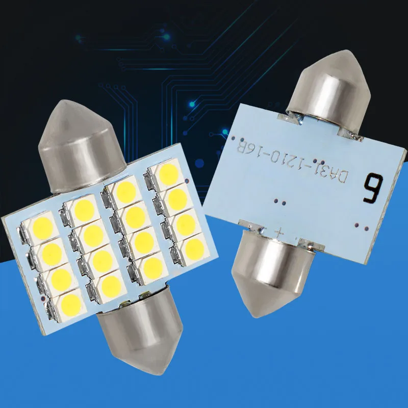 16 SMD СВЕТОДИОДНЫЙ 1210 31 мм Автомобильный внутренний купол гирлянда лампа