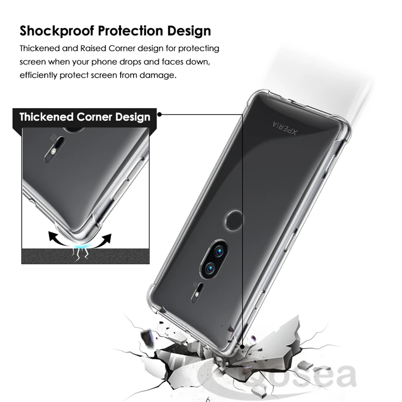Qosea For Sony Xperia XZ1 Premium Case Transparent Protecttive Ultra Clear Slim Silicone Soft TPU XZ2 Back Cover |