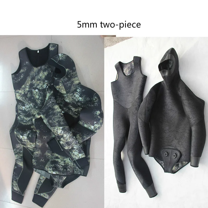 Новый Камуфляжный мужской водонепроницаемый теплый костюм 5 мм из двух частей
