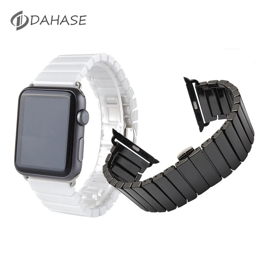 Ремешок керамический для Apple Watch Band 38 40 42 44 мм черный белый браслет с застежкой