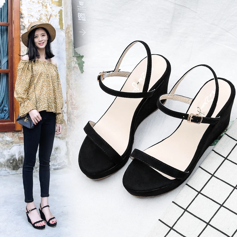 Женские босоножки на танкетке 8 см сандалии толстой подошве обувь высоком