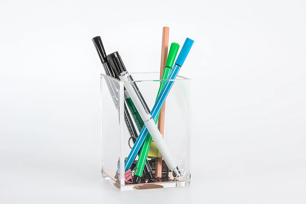 

Clear Acrylic Photo Frame - Fits 4"x6" 1) + Premium Acrylic & Gold Pencil/Pen Cup Holder desk kit