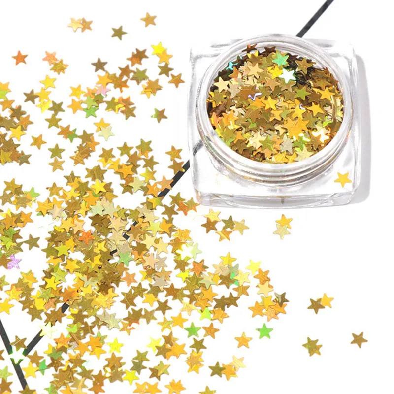 Модный смешанный цвет 1 коробка пятиконечная звезда ногтей Блестки Блестящий