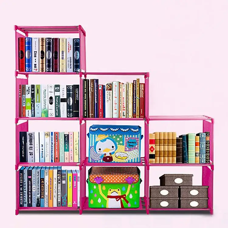 pink Отправлено из США модная Корейская домашняя мебель регулируемый книжный шкаф для хранения книжная полка с 9 книжными полками - Цвет: pink