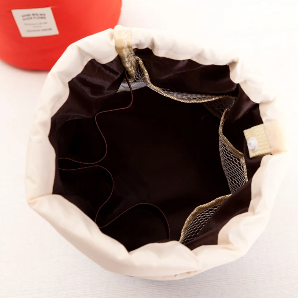 New Arrival Barrel Shaped Travel Drawstring Cosmetic Bag Nylon High Capacity Elegant Drum Wash Bags Makeup Organizer Storage | Багаж и