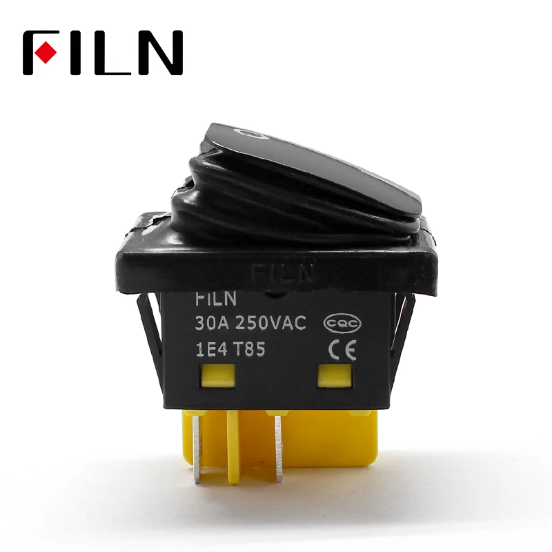 FILN 30A/250В heavy ducty on off IP67 Водонепроницаемый черный пластиковый тумблер 4 контакта