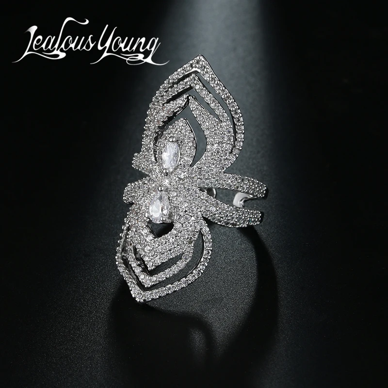 

Роскошные Регулируемые кольца с кубическим цирконием ААА, изысканное кольцо-манжета в форме цветка для женщин, бижутерия для вечеринки AR123