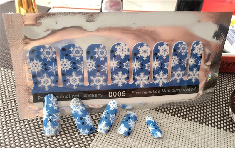 YZWLE 1 Листов DIY Пять Минут Маникюр Скорость Тонкий Наклейки Снежинка Sticky Nail На