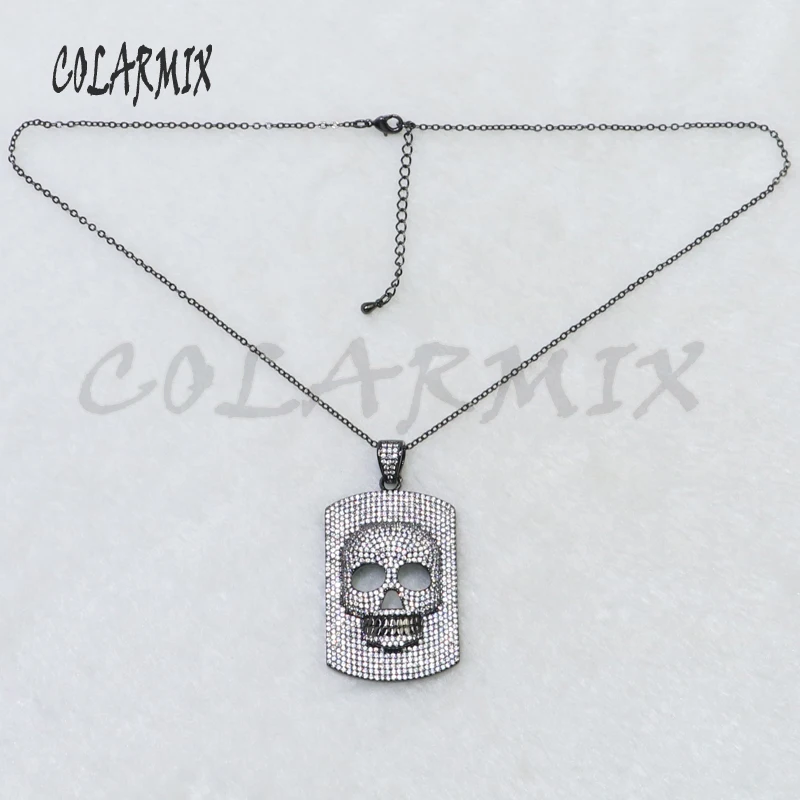 3 Pcs Rectangle skull shape Crystal mix color Ghost pendant necklace gift for lady 5169 |