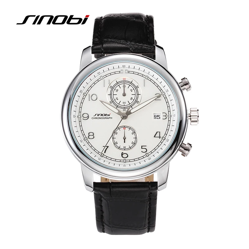Sinobi роскоши розового золота кожаный ремешок марка кварцевые часы relogio masculino fashon