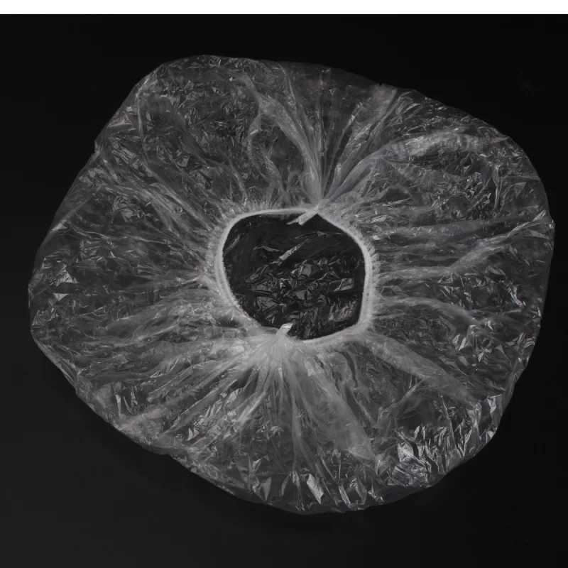 

100Pcs Disposable Clear Elastic Plastic Shower Caps Transparent Headwear Hats Hair Salon Hotel Home Bathing Supplies