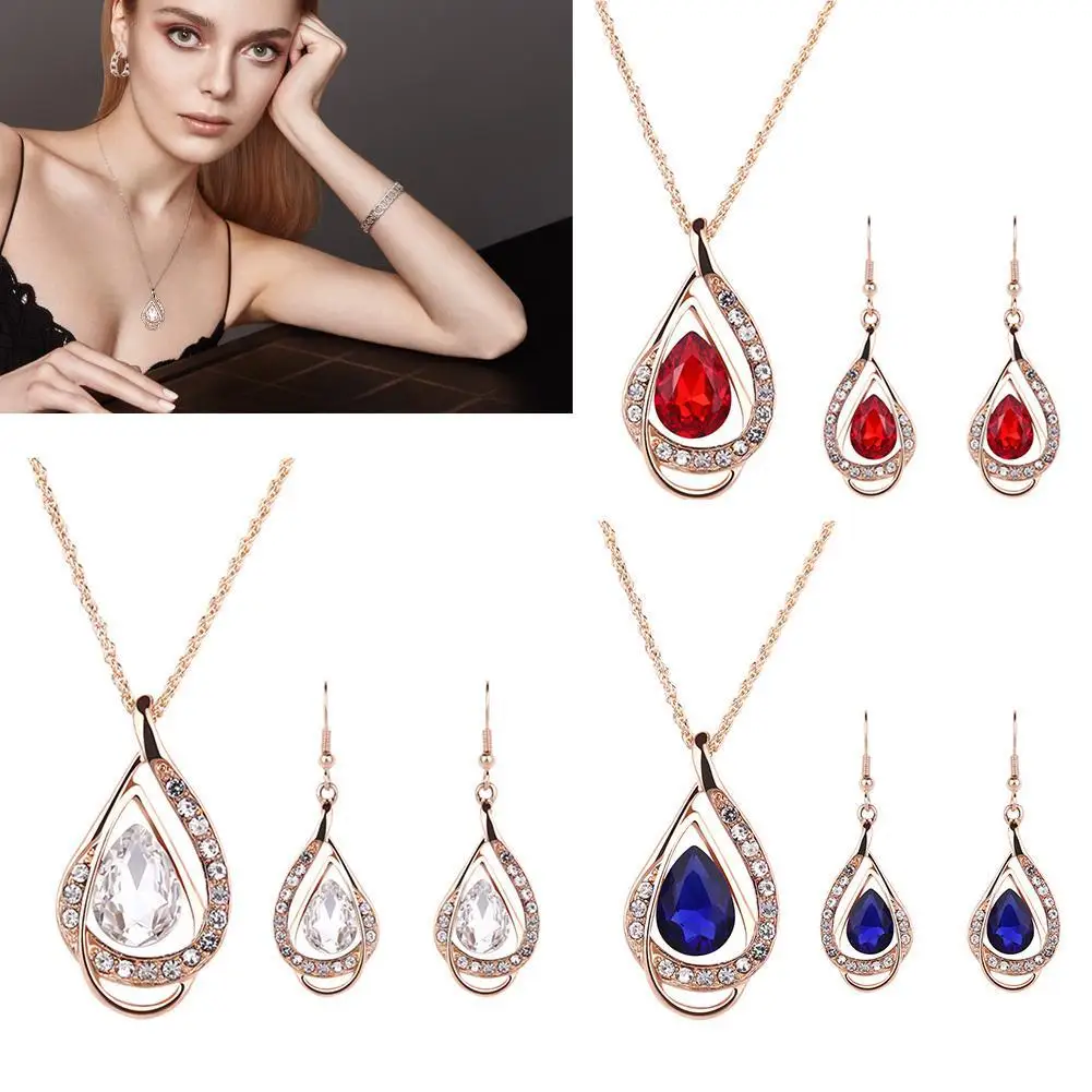 Новые роскошные комплекты одежды Vrouwen из 2 предметов Sieraden Goud Zilver Ketting Oorbellen Crystal voor