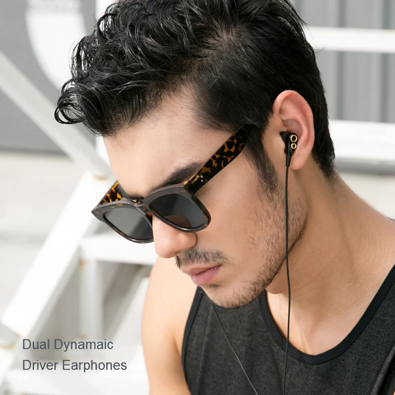 BA T8 Hi Fi наушники вкладыши с двойным динамическим музыкой шумоподавлением