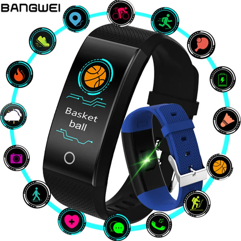BANGWEI 2018 мужские умные спортивные часы монитор сердечного ритма светодиодный
