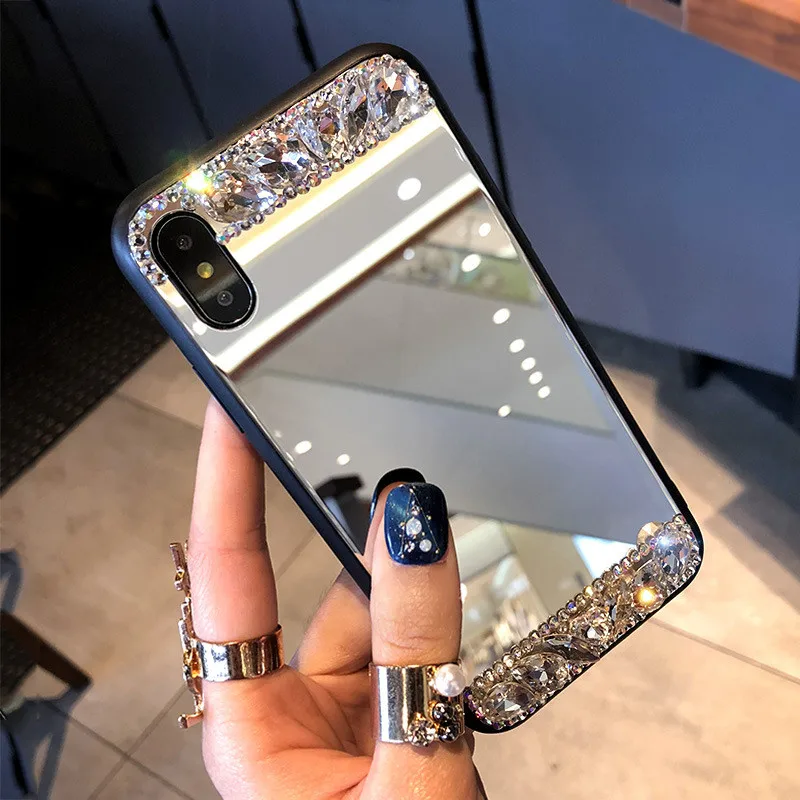 Зеркальный телефонный чехол со стразами для Samsung S10 Plus S10Lite S8 S9 S7 Edge Note 20 10 9 8 J8 J4 J6 J5