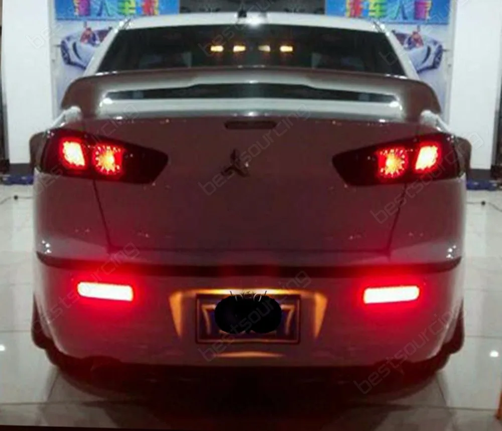 ANGRONG Светодиодный отражатель бампера красный объектив задний стоп-сигнал для Mitsubishi Lancer Evolution X Outlander Sport/RVR/ASX(CA256