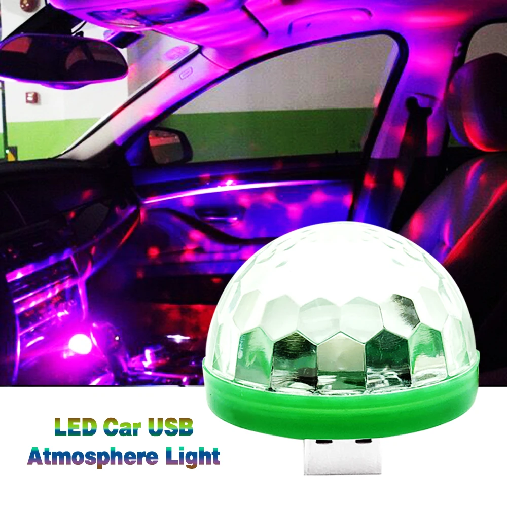 Светодиодный автомобиль USB Атмосфера свет DJ RGB мини мяч этап красочные Музыка