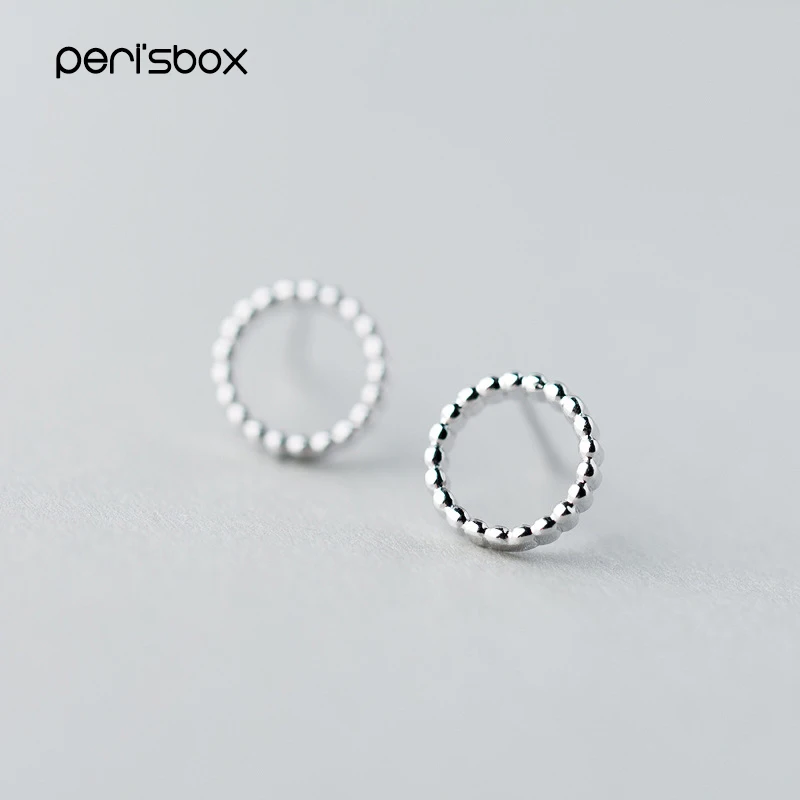 Peri'sBox, 925 пробы, серебряные, в горошек, круглые, маленькие серьги-кольца, минималистичные, крошечные, в горошек, серьги-обручи, геометрические, бисерные серьги
