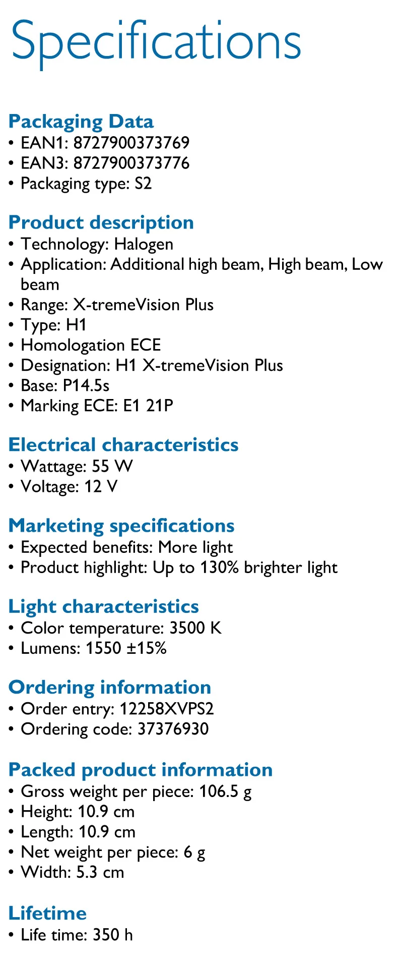 Philips H1 X-treme Vision Plus 12V 55W Галогенные Автомобильные фары автомобильные лампы ECE сертифицированные 130% ярче 12258XVP S2, пара