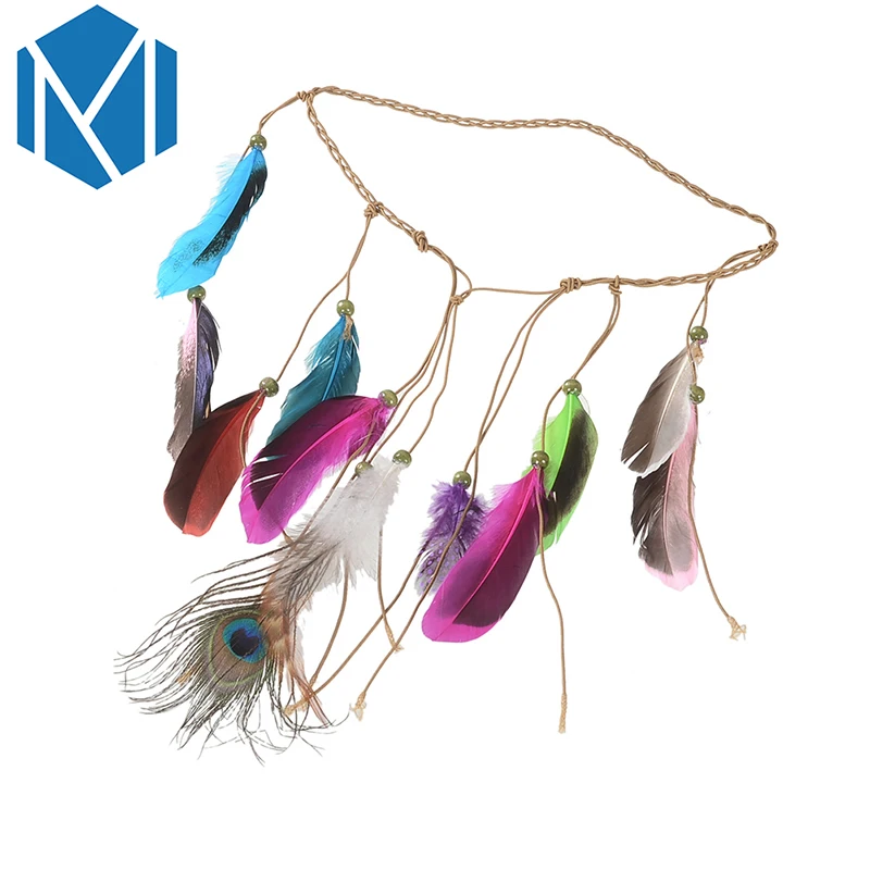 M MISM Этническая богемная Женская повязка на голову с перьями многотипные пляжные