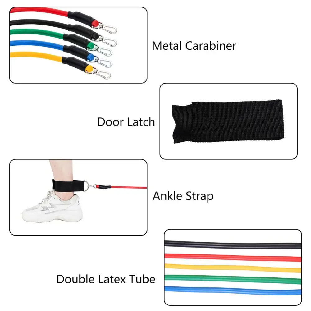 

15 In 1 Natural Latex Fitness Resistance Bands Strength Training Set