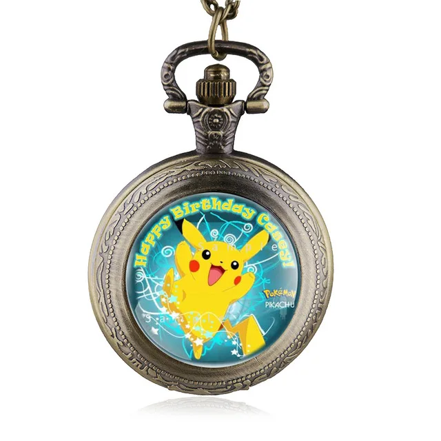 Антикварные Pikachu кварцевые карманные часы Аналоговое ожерелье с подвеской мужские и женские детские часы подарок