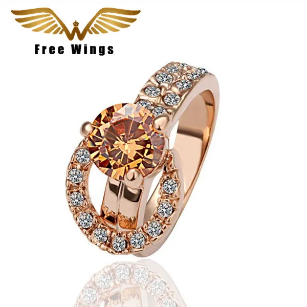 Модные кольца из натурального золота с австрийскими кристаллами и чешскими