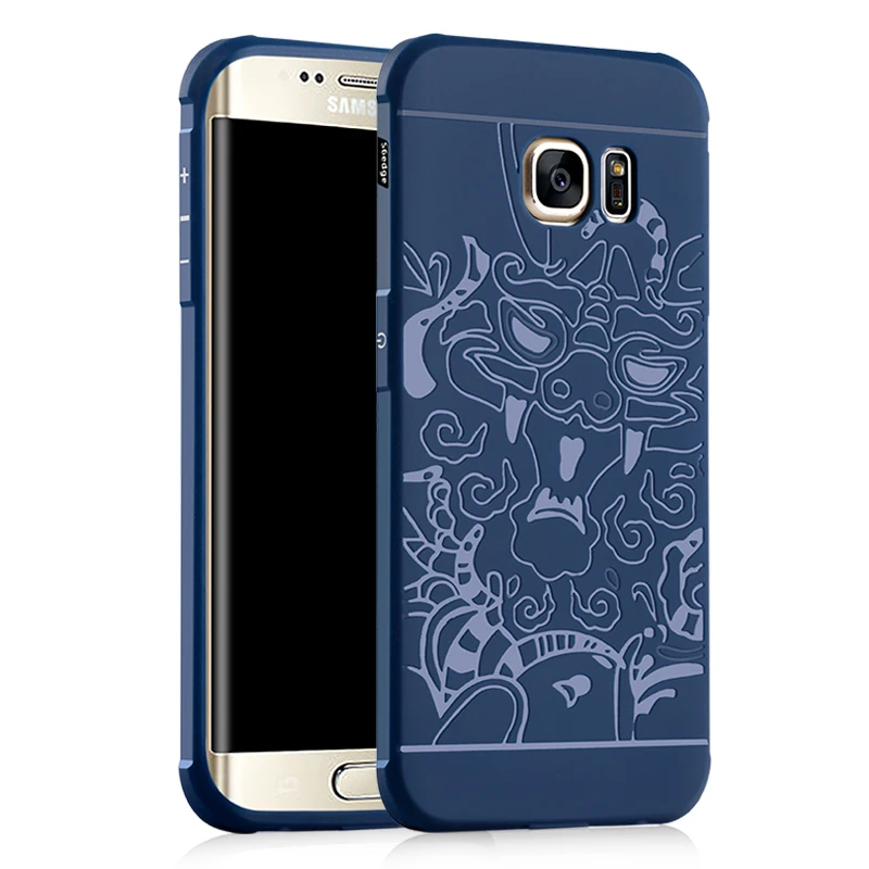 ZIMON 3D Carved Dragon Anti-knock Soft Silicon TPU Shockproof Armor Case Cover for Samsung Galaxy S6 Edge G920F G925F |