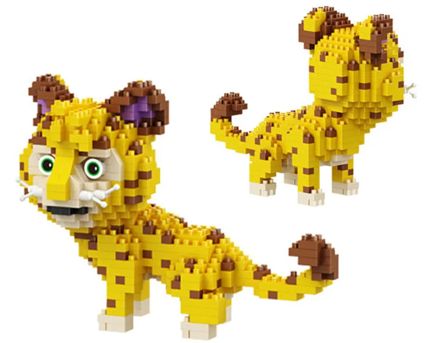 4 шт./лот алмазные блоки мультяшная модель брат Тигр и пантера черный дикий кабан