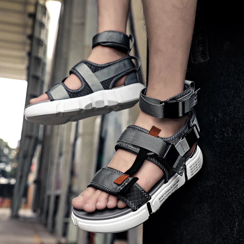 Сандалии гладиаторы мужские парусиновые Босоножки с открытым носком пляжная