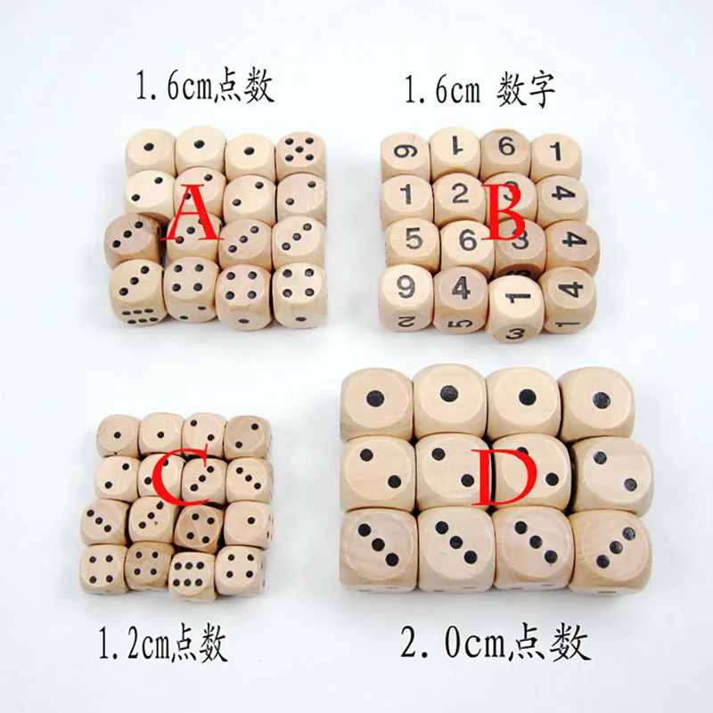 40PCS/Lot Dice Set High Quality Wooden ,6 Sided Point/Number Dice For Club/Party/Family Games
