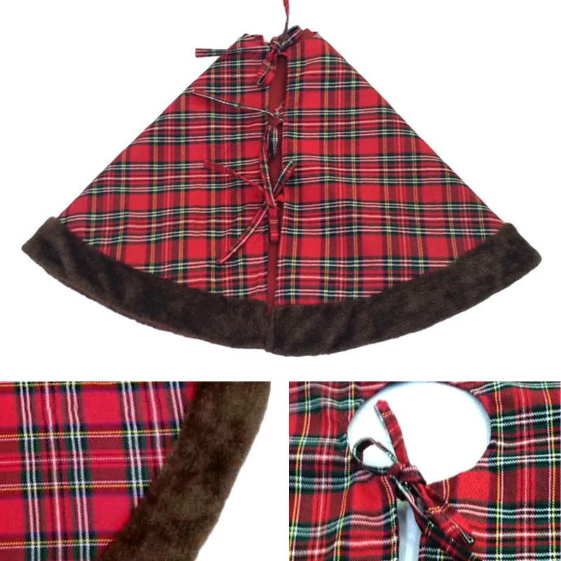 

112cm Lattice Christmas Tree Skirt New Year Xmas Tree Carpet Merry Christmas Decorations for Home Outdoor Decor Navidad 2018