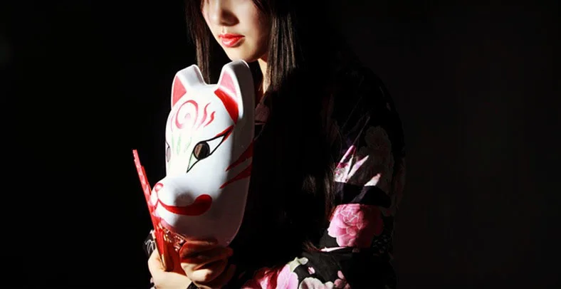 Рисованная вручную полная фаса японская маска лисы Кицуне для ночного сна косплея из ПВХ, коллекция нарядов Ноу, карнавал B1