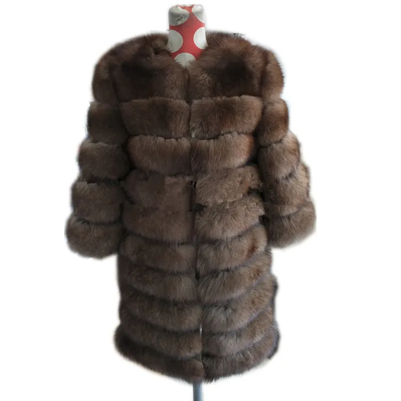 

natural fur coats for women winter detachable genuine fox fur long jackets sable color wholesale removable fur coat C129