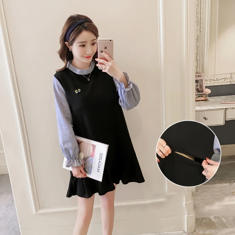 2019 New Arrive Spring Maternity Dress Woman Casual Straight Large Size Pregnant Clothing MD-00496 | Мать и ребенок