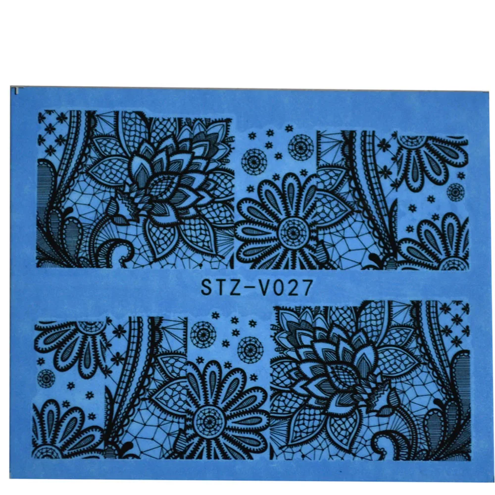 DIY белый и черный воды стикеры дизайн ногтей наклейки новое изображение цветок