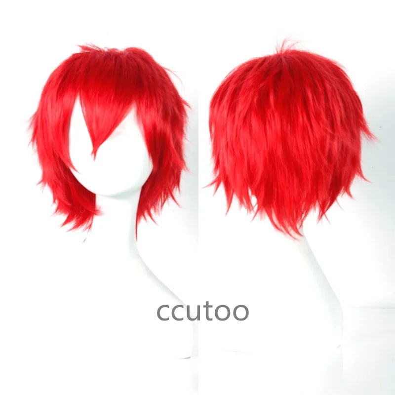 Красный Ccutoo синий короткий пушистый слоистый 30 см Дата живой Shido Itsuka синтетические волосы Косплей Полный Парики Термостойкое волокно - Цвет: Красный