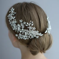 luxury crystal bridal headpiece floral wedding hair vine clip party prom hair jewelry brides hair accessories