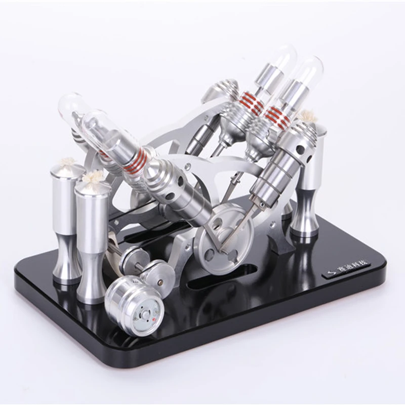 Фото Can be powered by V4 Sterling engine electric machine 4-cylinder Stirling model micro generator Can be powered by V4 Sterling engine electric machine 4-cylinder Stirling model micro generator