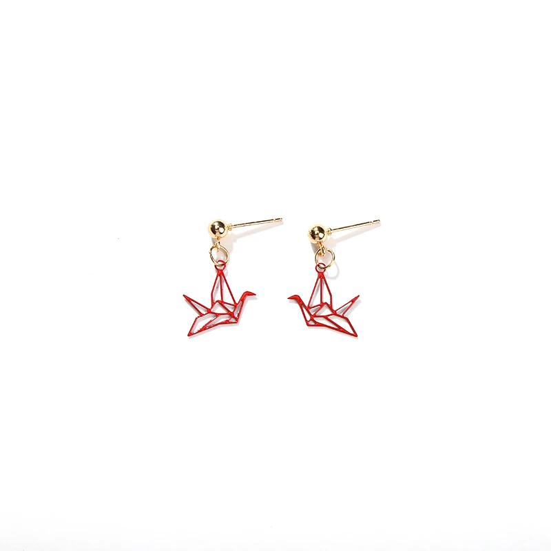 8 Kinds Red Paper Crane Little Tassels Long Chain Shiny Crystal Love Heart Dangle Earrings Golden Drop For Women | Украшения и