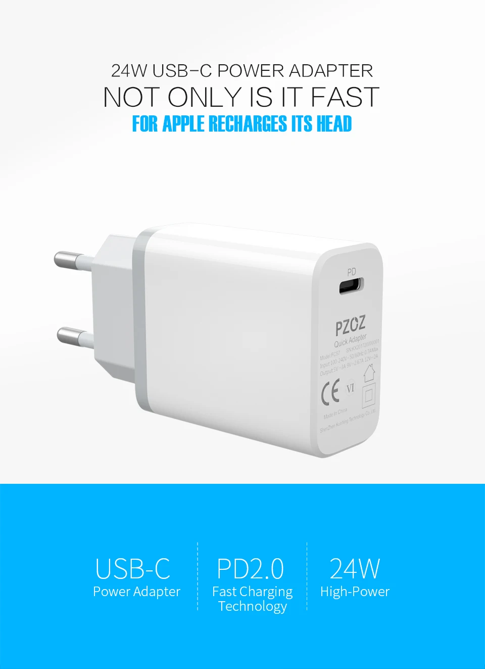 PZOZ PD Зарядное устройство usb 24 Вт 29 Вт для iphone Xs max Xr X 8 Plus ipad pro type c usb-c зарядный кабель Быстрая зарядка usb c PD адаптер