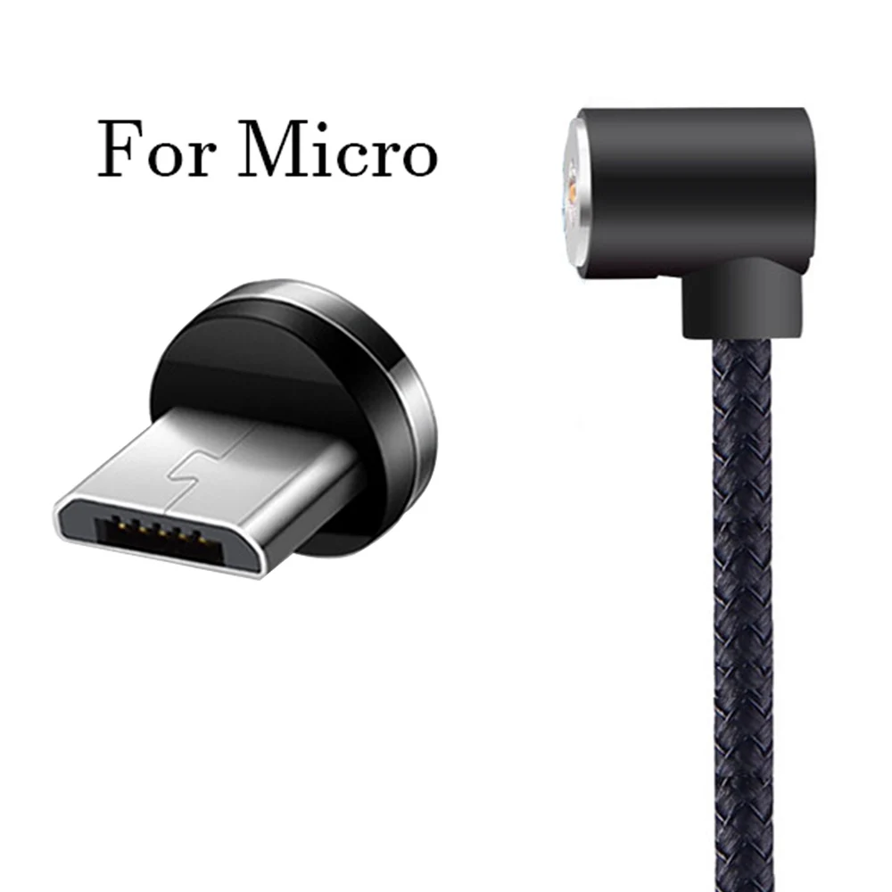 Магнитные зарядные устройства для samsung Galaxy S9 LG Xiomi huawei Usb кабель для освещения IPhone 7 8 Micro type C Быстрая зарядка 90 градусов - Тип штекера: For Micro