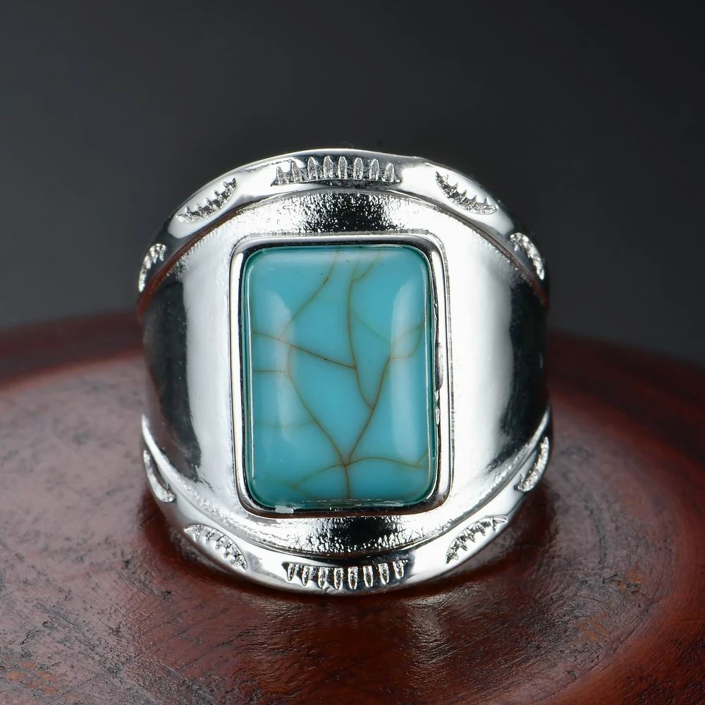 Newest Design Square Green Red Stone Ring Men and Women Silver Plated Vintage Jewelry Male Gift Wedding Rings | Украшения и