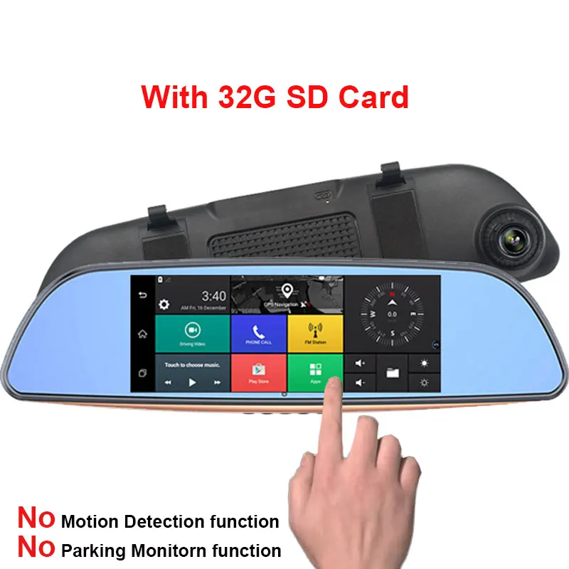 With 32G sd card Kampacar привод регистратор авто видео рекордер для автомобилей Android 3g gps Автомобильный видеорегистратор Wifi Bluetooth зеркало заднего вида с камерой два видеорегистратора - Название цвета: With 32G sd card