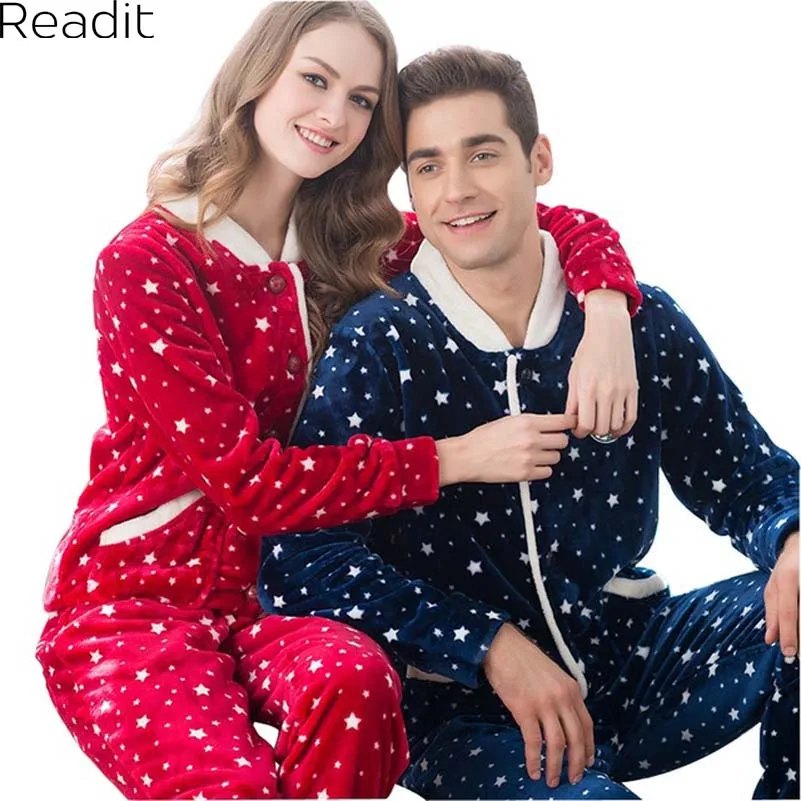 Зимние фланелевые пара Пижамный комплект для Женская обувь с длинным рукавом