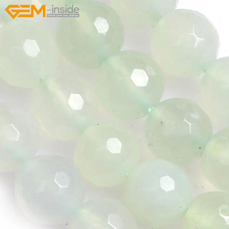 Gem-inside Natural Round Faceted Hua Show jades Stone Beads For Jewelry Making Strand 15inches DIY Jewellery | Украшения и